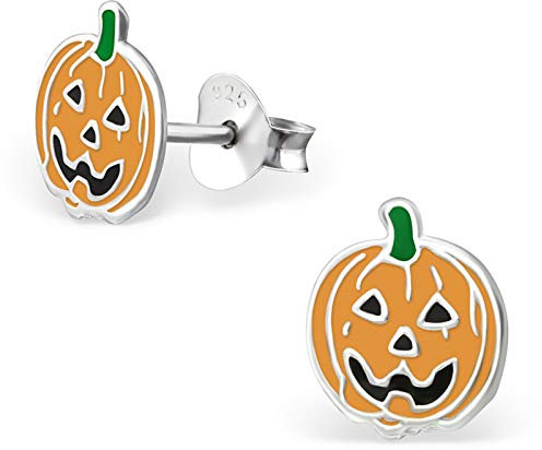 Monkimau Mädchen Ohrringe Halloween Kürbis Ohrstecker aus 925 Sterling Silver Silber
