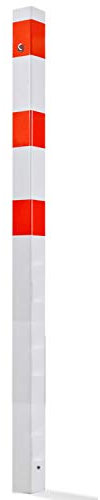 UvV UVAP7000 Absperrpfosten 70x70mm, eckig, Überflur 1000 mm zum Einbetonieren, mit roten Reflexstreifen