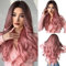 Esmee 24 Zoll Lange Wellenförmig Haar Perücken für Frauen Ombre Farbe Schwarz bis Rosa Natürlich synthetische Hitzebeständige Haar Perücke Mittelscheitel