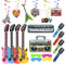 20PCS Inflatable Party Props, Inflatable Guitar Microphones Piano Musical Instruments Accessories Party Favors with Hanging Swirls, Rock Star Toy Balloon Photo Booth Props 80s Disco Party Decoration