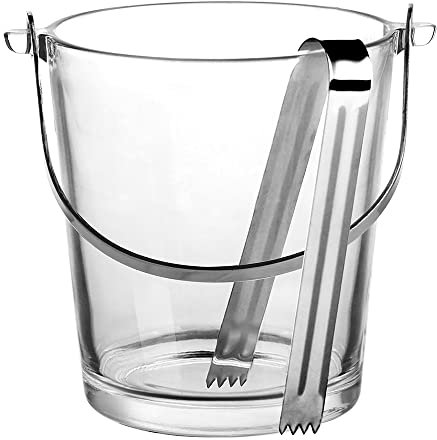 Altom Design Cubitera de cristal transparente con pinzas (900 ml)