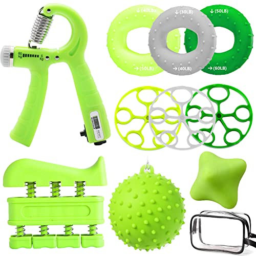 Hand Grip, Rinforzo dell'impugnatura regolabile, 3 livelli di resistenza,hand gripper, allenamento dita, palla antistress, palla da massaggio esagonale per allenamento muscolare, fitness -10 pezzi
