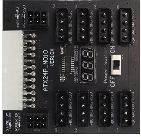 ATX PSU Power Board, 24-Pin auf IDE 8X 4-Pin auf 2,5,3,5 SATA-Festplatten + 6-Pin-Netzteilplatine Zur Stromversorgung der VGA-Karte, 5 V, 12 V, Maximal 800 W, für CHIA Mining Miner