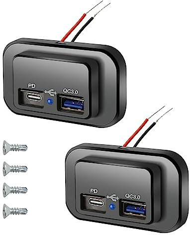 USB Ladebuchse Steckdose, 12V/24V USB Steckdose 4.8A Dual Auto Ladebuchse Schnellladesteckdose wasserdichte Autostrom Schnellladeadapter für Wohnmobil Motorrad SUV LKW Boot