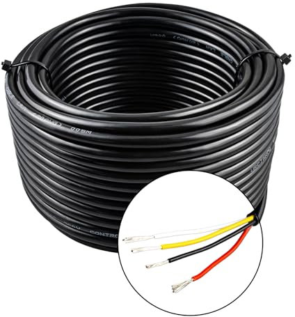 URCIANOW 20AWG 20M Electrical Wire Cable 4 * 0.5mm² Low Voltage Lighting Electrical Wire 20 Gauge 4 Core Cable Stranded PVC Cord Tinned Copper Wire Flexible Extension Power Cord for LED Lamp