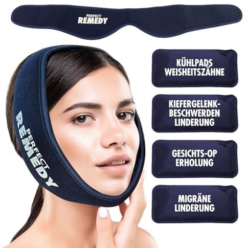 Perfect Remedy - Weisheitszahn Kühlkompresse Kopfwickel, Kühlpads Weisheitszähne, Gesichtsmaske mit Kühlkissen, Kühlpads Gesicht, Kühlkompresse