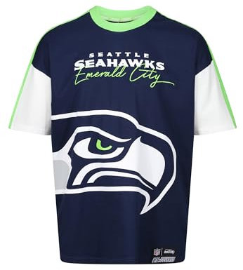 Recovered Seattle Seahawks Cut and Sew Dunkelblau Oversized NFL T-Shirt - S