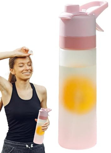 Water Bottle with Mist Spray - 650ml Water Bottle for Misting and Drinking, Mist Water Bottle with Carry Strap | Portable Reusable Water Mist Bottle for Gym, Running, Cycling