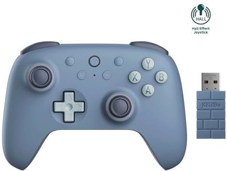 8bitdo Ultimate 2C Wireless Controller für Windows-PC und Android, mit 1000 Hz Abfragerate, Hall-Effekt-Joysticks und Hall-Triggern und Neu Belegbaren L4/R4-Stoßfängern, Turbofunktion (Dunkelblau)