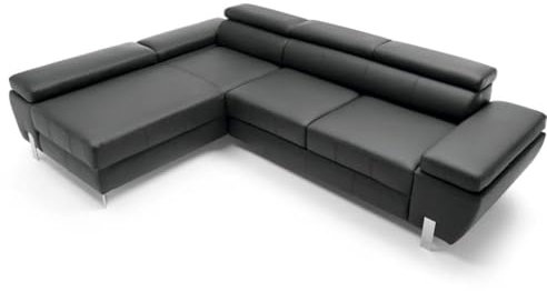 Friderik Molina Mini L-Form Ecksofa Echtleder mit Schlaffunktion (Madras, Links)