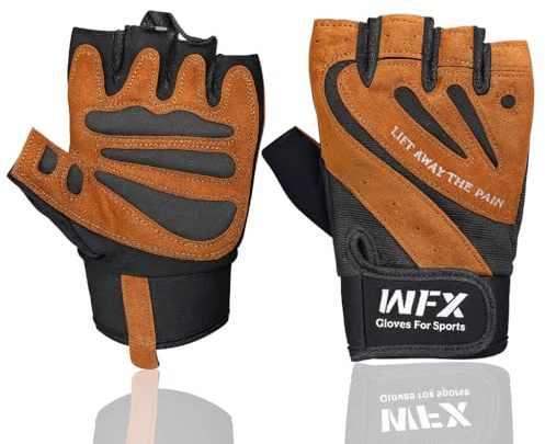 WFX Weight Lifting Gym Gloves Fitness Workout Breathable Ladies Gloves Non-Slip Silicone Padded Palm Protection Elasticated Strength Training Equipment Half Finger Exercise