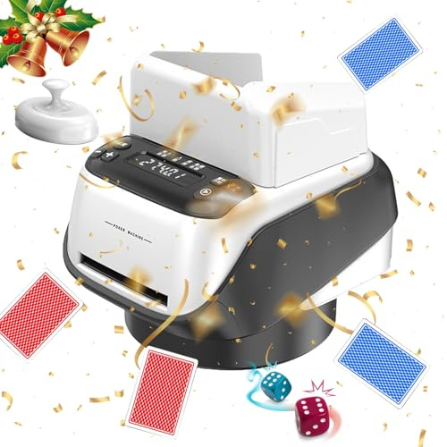 Automatische Kartenmischer und Kartensender 2 in 1, Mischmaschine Karten mit 360° drehbare Basis, 2–8 Spieler, Kapazität für bis zu 4 Kartendecks, Kartenmischmaschine für Poker, Blackjack, UNO