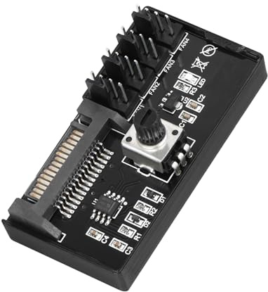 YANBORONSN 12V 4 Pin PWM PC Fan Controller for 4 PC Fans,1 in 4 out PWM Fan Hub Powered by SATA,12 V Cooling Fan Speed Knob Controllerwith Max Total 60W 5A Output