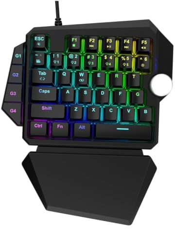 IWOWHERO One-handed Mechanical Keyboard Rgb Backlit USB Gaming Keypad with Compact Design for PC Console Gaming