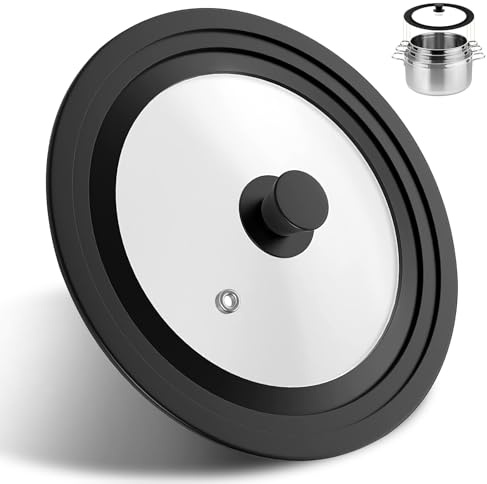 Heat Resistant Silicon Universal Frying Pan Lid for 24cm,26cm,28cm Cookware | Pan Lid 28cm, Tempered Glass Saucepan and Pot Lids Frying Pans Cover