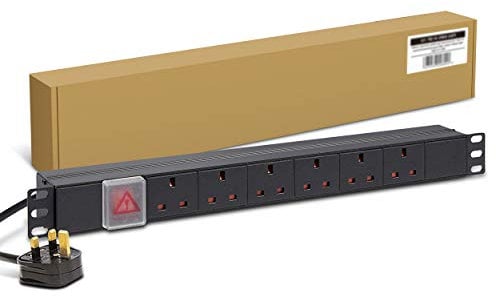 Dynamode 6 Way Horizontal 13a Switched Power Distribution Unit (PDU) Multi Plug Power Strip Electric Charging Station. Made Of Aluminum Alloy With Plug Rackmount, 1.8M Cable for Home, Office and Industrrial Use