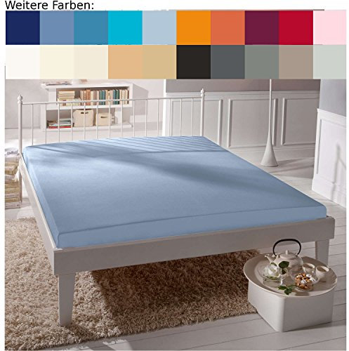 fleuresse Comfort Spannbettlaken (96 % Baumwolle, 4 % Elasthan), mit Rumdumgummizug, Ökotex Standard 100, für Matratzen bis 26 cm Höhe, 180 - 200 x 200 - 220 cm, bleu