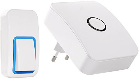 Campanello Senza Fili Impermeabile, WGOAL Wireless Doorbell Con Raggio d’Azione 120m, Senza Batteria,Senza wifi,1 Trasmettitore Pulsante e 1 Ricevitori , 3 Volume regolabile,Indicatore LED (Bianco)