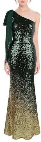 Angel-fashions Damen Asymmetrisch Band Allmählich Paillette Meerjungfrau Lange Ballkleid