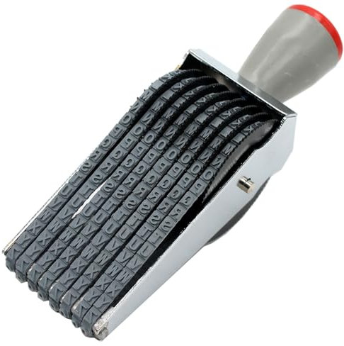 ZENG Ziffernbänderstempel 8-stellig, personalisieren veränderbar (0-9)10 Ziffern Zahlen & (A-Z)26 Alphabet Gummi-Nummerierungsstempel -Druckgröße 4.5 x 45 mm - mehrfarbig Stempel