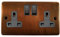 G&H CTC10B Standard Plate Tarnished Copper 2 Gang Double 13A Switched Plug Socket