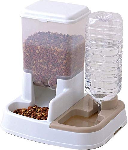 Iris Ohyama, Distributeur de croquettes/de Nourriture Plastique(PP) pour Chien, Chat, Fontaine, Abreuvoir d'eau pour Animaux, pour Bouteille à Ouverture de 28mm, JQ-350, Blanc