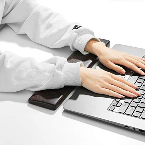 Wooden Keyboard Wrist Rest and Mouse Pad - Solid Wood Palm Rest Guard, Wenge, 14.2in