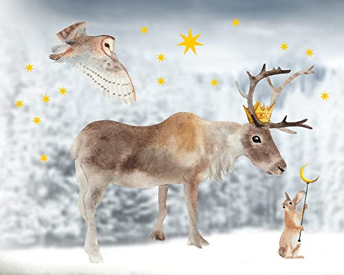 TinyFoxes Fensterbild Rentier - selbsthaftend und wiederverwendbar - Fensterbild für den Winter - handgezeichnet von Kristin Franke