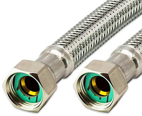 Flexschlauch Edelstahl - Panzerschlauch Anschlussschlauch für Sanitär, Heizung, WC, Solar, Hauswasserwerk - Made in Germany (3/4 ÜM x 3/4 ÜM - 50 cm, DN19)
