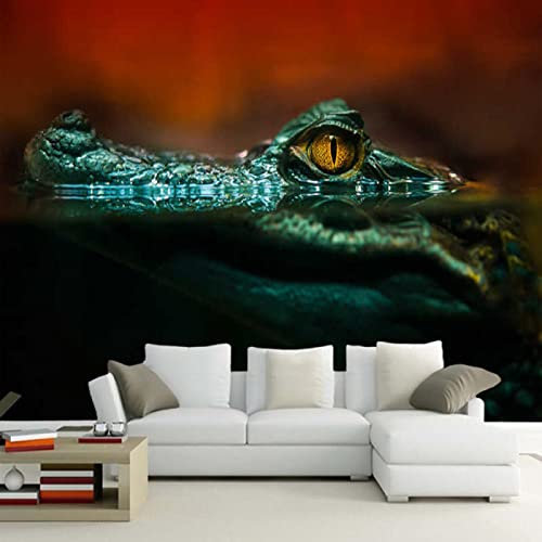 Frtmsticker Personnalisation 3D Papier Peint Animaux Crocodile Yeux Papier Peint Photo Effet 3D Sticker Mural Papier Peint Pvc Autocollant 3D Décoration Cadeau Chambre Enfant 140X70Cm