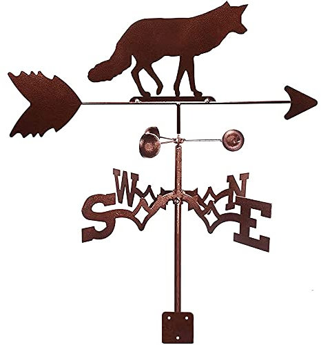 Girouette De Toit Girouette Du Vent Renard sauvage Exterieur Toit Montage Vent Direction Indicateur Professionnel Outil de Mesure Antirouille pour Jardin DéCoration