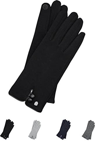 AKAROA ESTD 2019 Damen Handschuhe KEA, Touchscreen Handschuhe, extra weiches Teddyfutter, elastisches Jerseymaterial, 100% vegan, schwarz XL