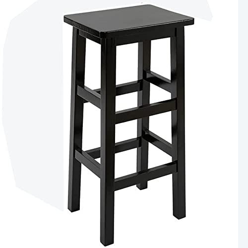 DIBAKO Barhocker Barstuhl Holz Küchenhocker Sitzhöhe 60 cm 70cm Barstühle Mit Lehne Bistrohocker Quadrat Tresenhocker Für Zuhause Frühstücksbar (Color : Black, Size : 60cm/24in)