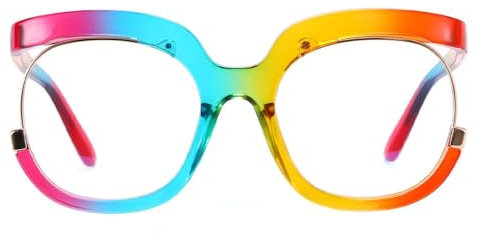 AOOLIA Stilvolle Runde Lesebrillen Sehhilfe Augenoptik Brille Lesehilfe für Damen Herren Blaufilter Brille für PC TV Gaming & Handy (Bunt, 2.5, Dioptrien)