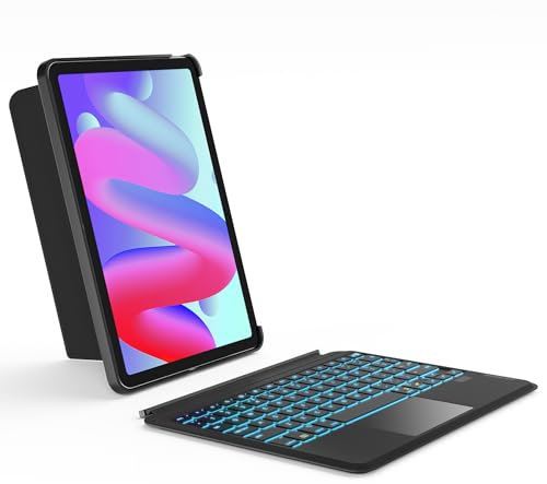 Inateck Detachable Keyboard Case for iPad Air 11 inch M3 2025/M2 2024, Keyboard with Trackpad for Air 7/6/5/4 Gen, iPad Pro 11 4/3/2/1, 7-Color Backlight, Vertically/Horizontally, KB04111 Black