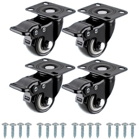 YOUNLEN Ruedas para Muebles Pesados con 4 Freno + Tornillos - 40mm Hasta 240kg, Ruedas que No Dejan Marcas de Alta Resistencia, Ruedas de Placa Industriales que No Dejan Marcas
