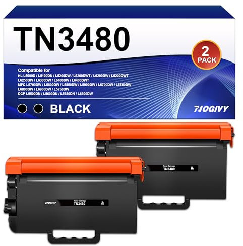 NOGIVY TN3480 TN-3480 Toner Kompatibel für Brother TN3480 TN 3480 TN3430 für Brother HL-L5100DN Toner MFC-L5750DW HL L5100DN MFC L5750DW DCP-L5500DN MFC-L5700DW HL-L5200DW (Schwarz, 2er-Pack)