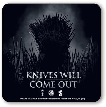 Logoshirt® Game of Thrones I Knives Will Come Out I House of the Dragon I Coaster I Drinks mat I Cork I 10x10cm I Durable print I Licensed Original Design