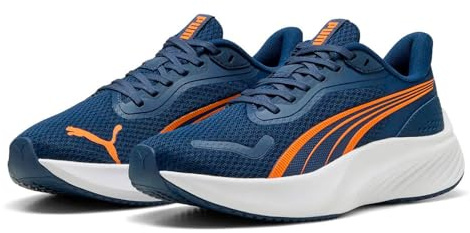 PUMA Pounce LITE JR Sneaker, Persian Blue-ORANGE GLO White, 38 EU