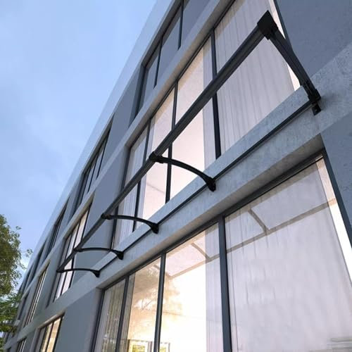 Tenda da sole per porta del patio con struttura in alluminio con copertura in policarbonato trasparente curva per riparo antipioggia per portico 90 x 100 cm larghezza opzione