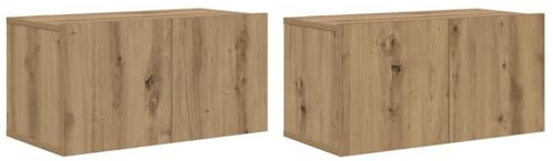 vidaXL TV-Schränk 2 pcs Braun 60 x 30 x 30 cm Holzwerkstoff, Stylischer Wohnzimmerschrank, moderner TV-Ständer für Stauraum und Unterhaltung, rechteckiges Mediamöbel.