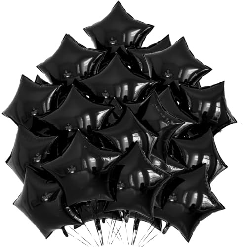 Stern Folienballons Schwarz Helium, Luftballon Schwarz Folie, Partyballons, Dekoration für Geburtstags, Deko Neujahr – 25 stk