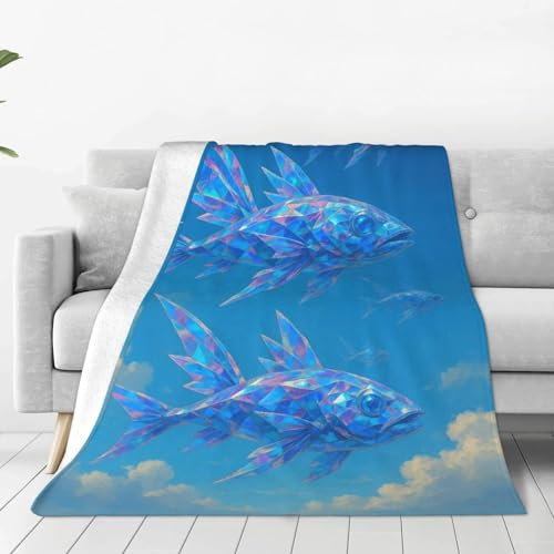 asbwuo Coperta in micro pile ultra morbida Flying Fish Formation, calda e accogliente, per divano letto e soggiorno50 x40
