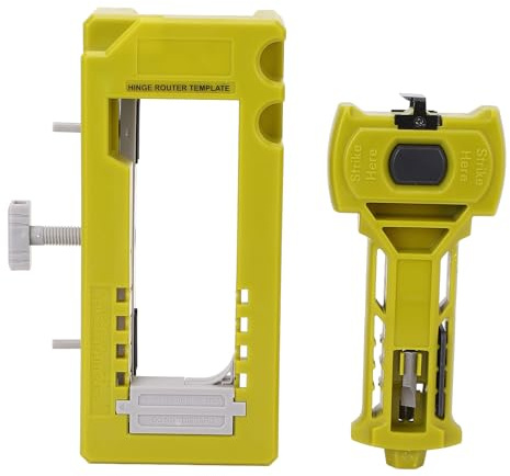 Fabater Practical Door Hinge Drilling Jig and Latch Installation Tool Kit for 1-3/8 1-3/4 Inch Doors, Green