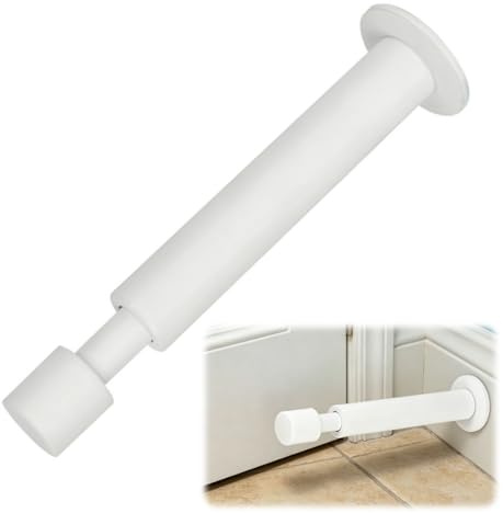 1 Pack White Spring Door Stop, Door Stops Wall Mounted, Wall Mounted Adjustable Metal Doors Stopper Heavy Duty Sound Dampening Wardrobe Bumpers for Home Office Use