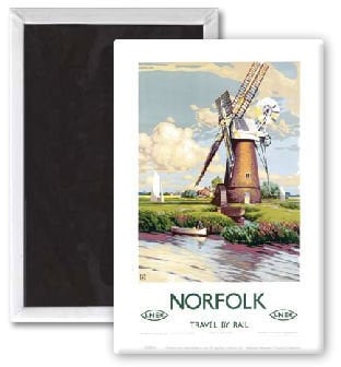 Norfolk Windmill - 3x2 inch Fridge Magnet - large magnetic button