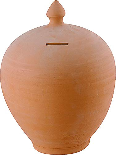 CERTRE Spardose aus Terrakotta, 40 cm, Orange, Handarbeit