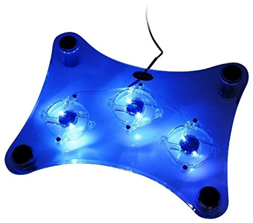 ThreeH Almohadilla de refrigeración para portátil con 3 Ventiladores y Luces LED Azules para portátil PS3/PS4/PS Slim H-UF01