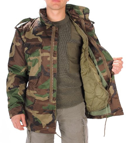 Mil-Tec US Feldjacke M65 T/C mit Futter • Klassische Militärjacke mit herausnehmbarem Thermo-Liner • Army Jacke mit 4 Pattentaschen • Übergangsjacke Herren • Outdoor Arbeitsjacke