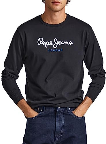 Pepe Jeans Eggo Men's T-Shirt Slim Fit Long Sleeve Black (Black), S